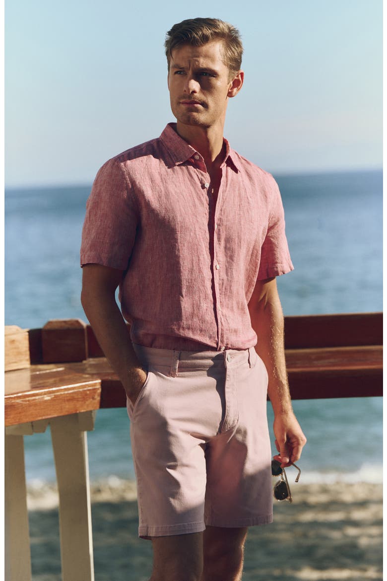 Hampton Slim Fit Twill Chino Shorts, Alternate, color, PINK TWILL
