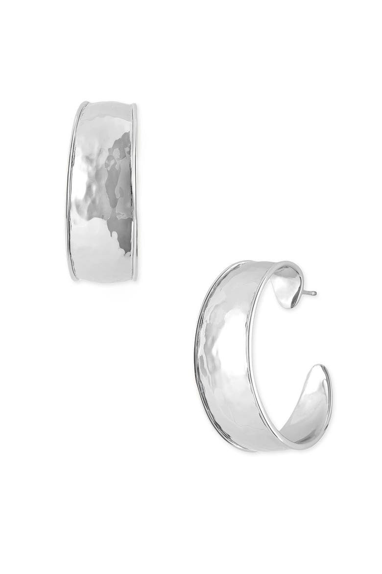 'Goddess' Rosé Hoop Earrings, Main, color, SILVER