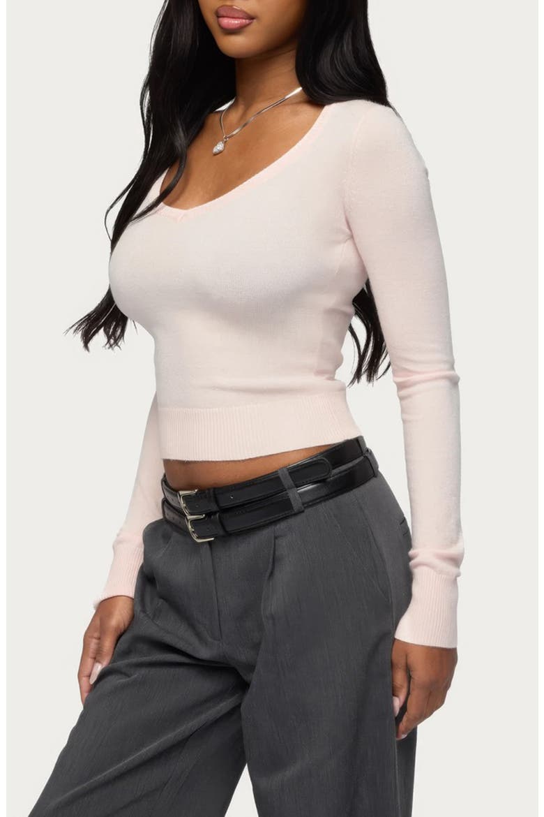 Mercedes Knit V-Neck Crop Top, Alternate, color, LIGHT-PINK
