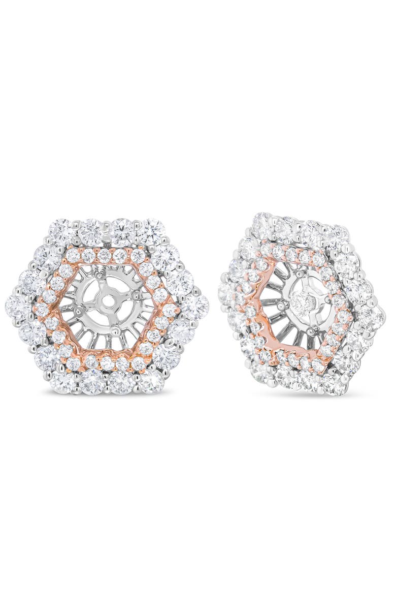 Haus of Brilliance 14K Two Tone Gold 1 7/8 Cttw Diamond Double Halo Earring Jacket, Alternate, color, White