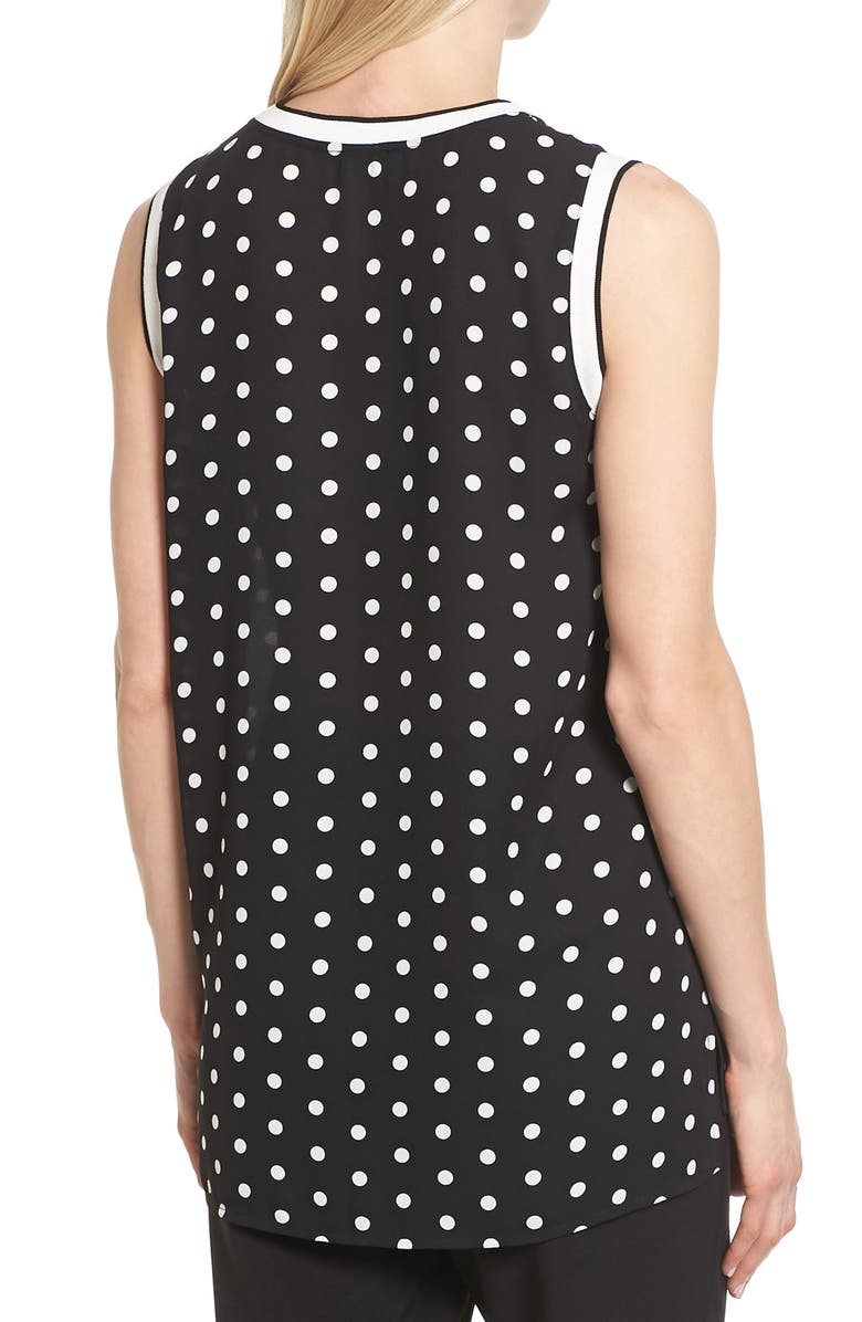 Vince Camuto Knit Trim Dot Print Blouse, Alternate, color, 