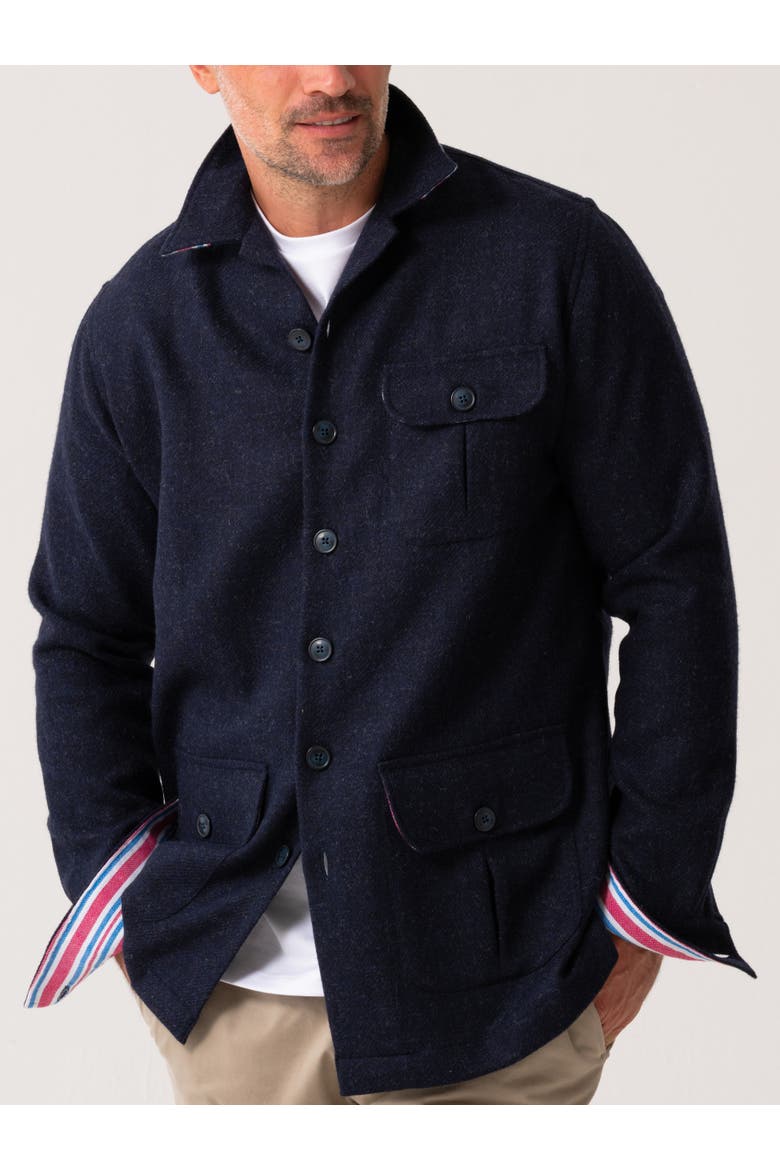 Long Sleeve Wool Shirt-Jacket, Main, color, Navy
