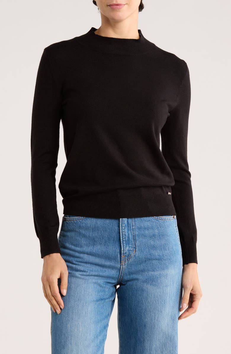 T Tahari Mock Neck Sweater, Main, color, Black