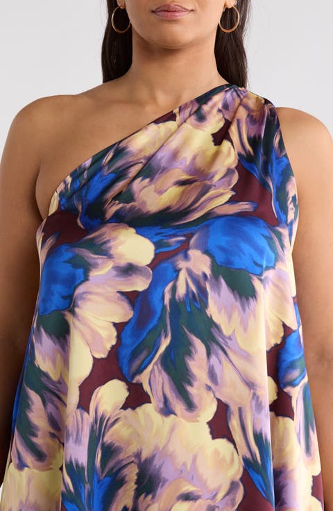 Glena One Shoulder Satin Maxi Dress