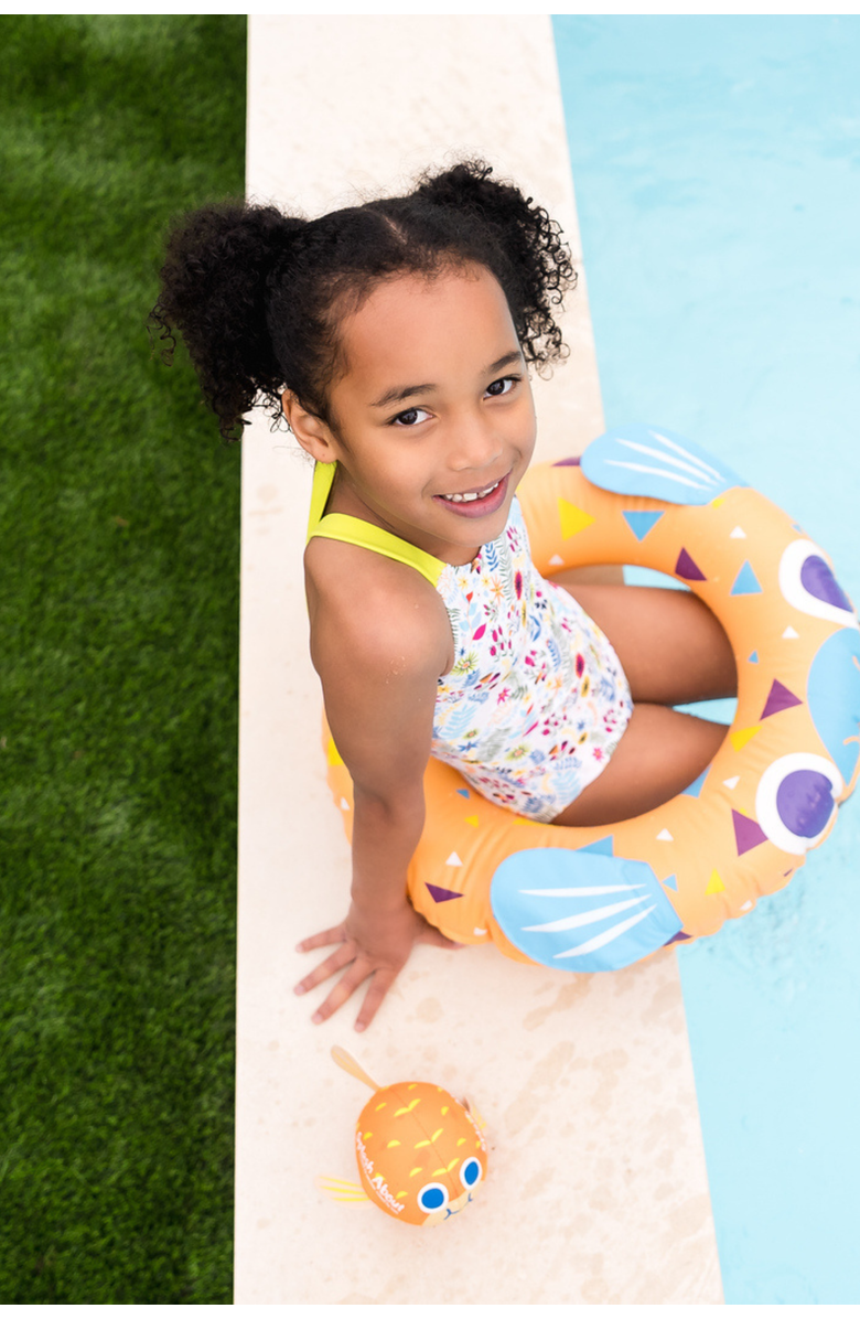 Splash About Girls Bathing Suit, Alternate, color, Jungle Lime