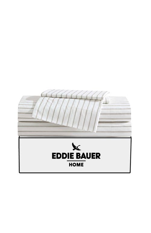 Eddie Bauer Essential Stripe Sheet Set In White/beige/grey