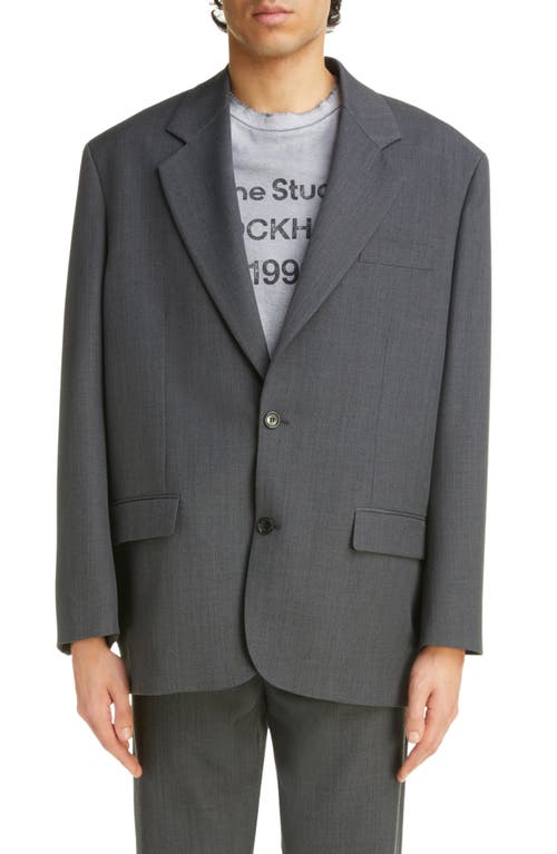 Acne Studios Mélange Oversize Recycled Polyester & Wool Sport Coat in Dark Grey