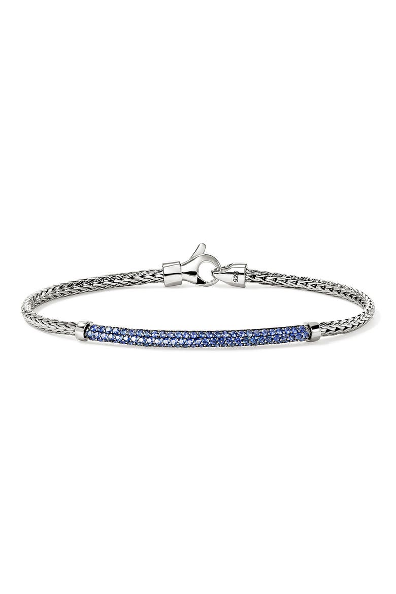 JH Essential Pavé Bracelet, Sterling Silver, Gemstones, 2.5mm, Main, color, SILVER/ BLUE SAPPHIRE