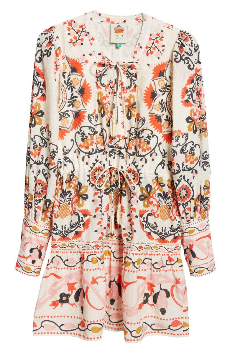 FARM Rio Embroidered Detail Mixed Print Long Sleeve Cotton Dres, Alternate, color, 