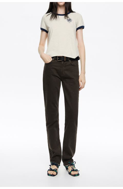 Denim fitted trousers