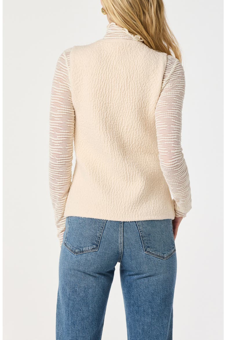 Textured Longline V-Neck Vest, Alternate, color, OFF WHITE