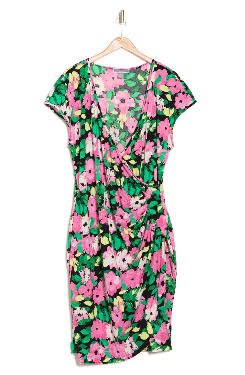 BY DESIGN Delany Cap Sleeve Side Ruched Dress, Alternate, color, Rosie