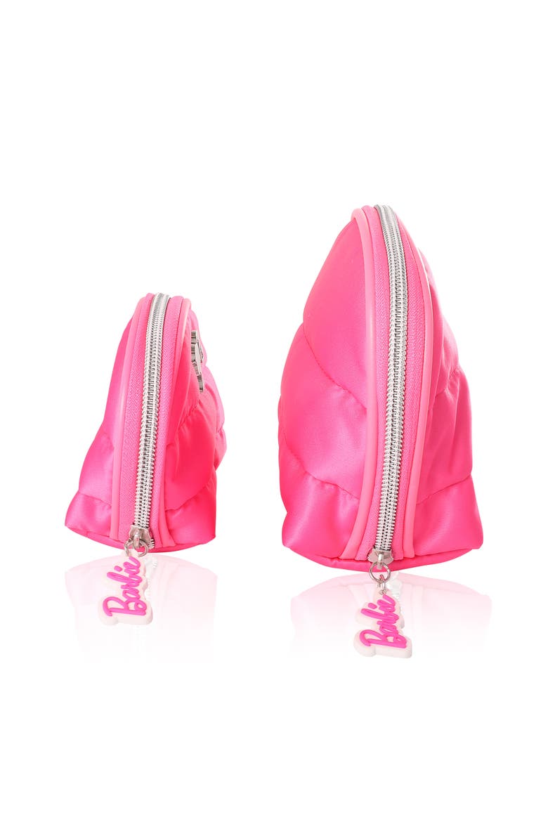 Pink Quilted Makeup Bag Set, Large and Small, Alternate, color, Pink