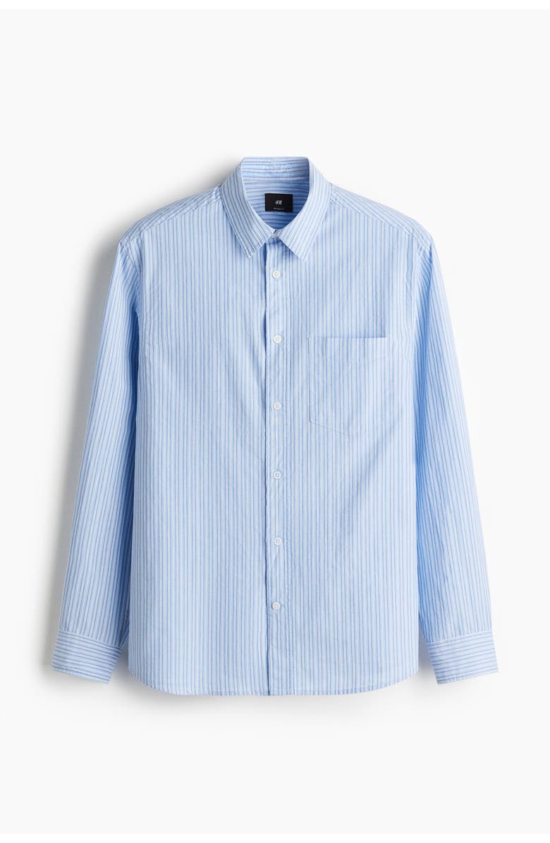 H&M Loose Fit Poplin Shirt, Main, color, Light Blue/Striped
