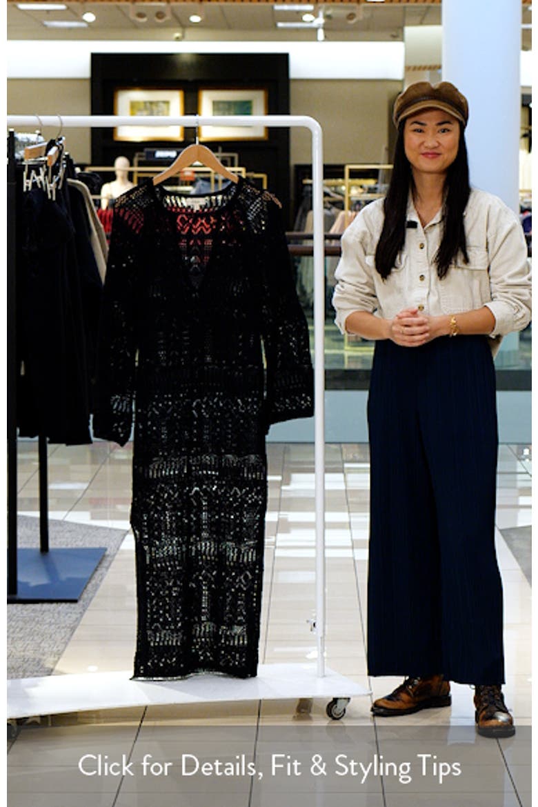 Lace Knit Long Sleeve Cover-Up Midi Dress video