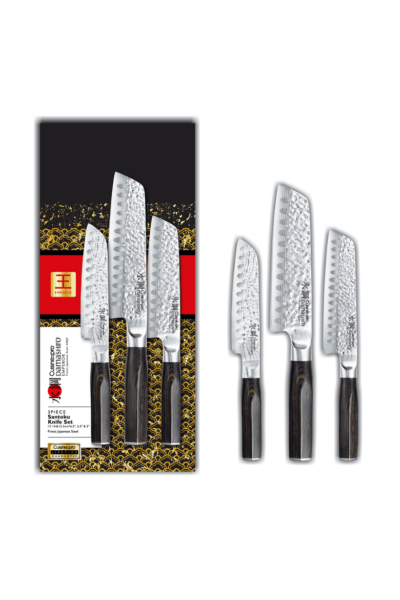Damashiro EMPEROR® 3-Piece Santoku Set, Alternate, color, Silver