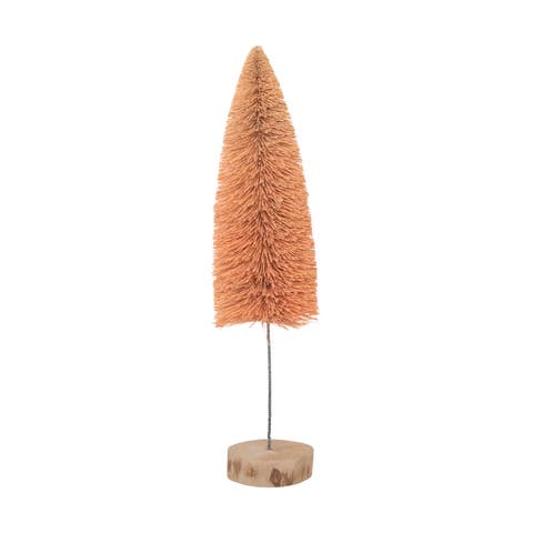 Bottle Brush Tree with Wood Base, Peach