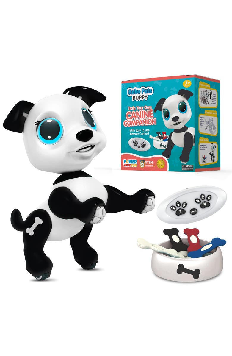 Power Your Fun Robo Pets Puppy STEM Educational Robotic Toy, Main, color, Black, White