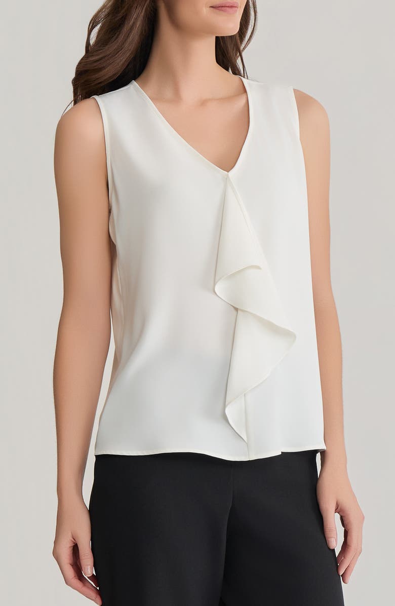 KASPER Cascade Ruffle Sleeveless Top, Alternate, color, Vanilla Ice