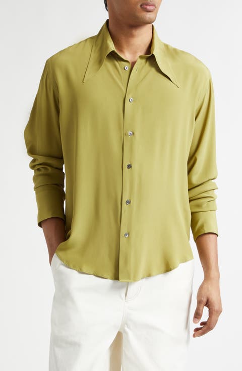 Crêpe de Chine Button-Up Shirt