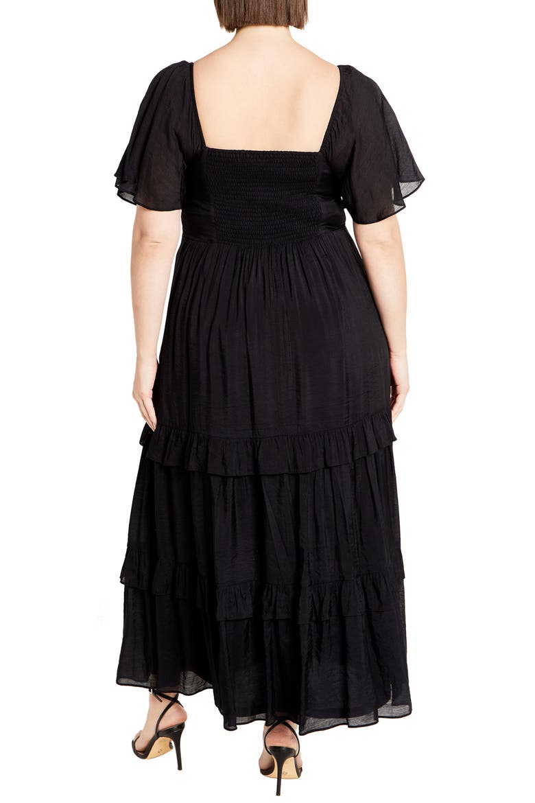 Marci Ruffle Tiered Maxi Dress, Alternate, color, BLACK