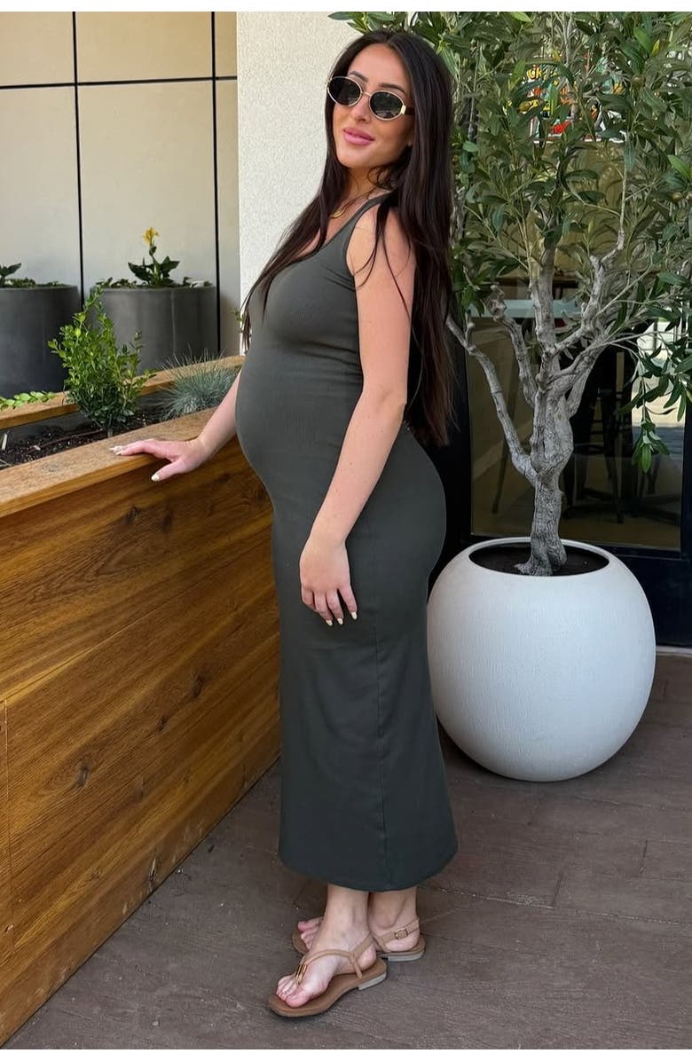 PinkBlush Ribbed Basic Maxi Dress, Alternate, color, Olive Green