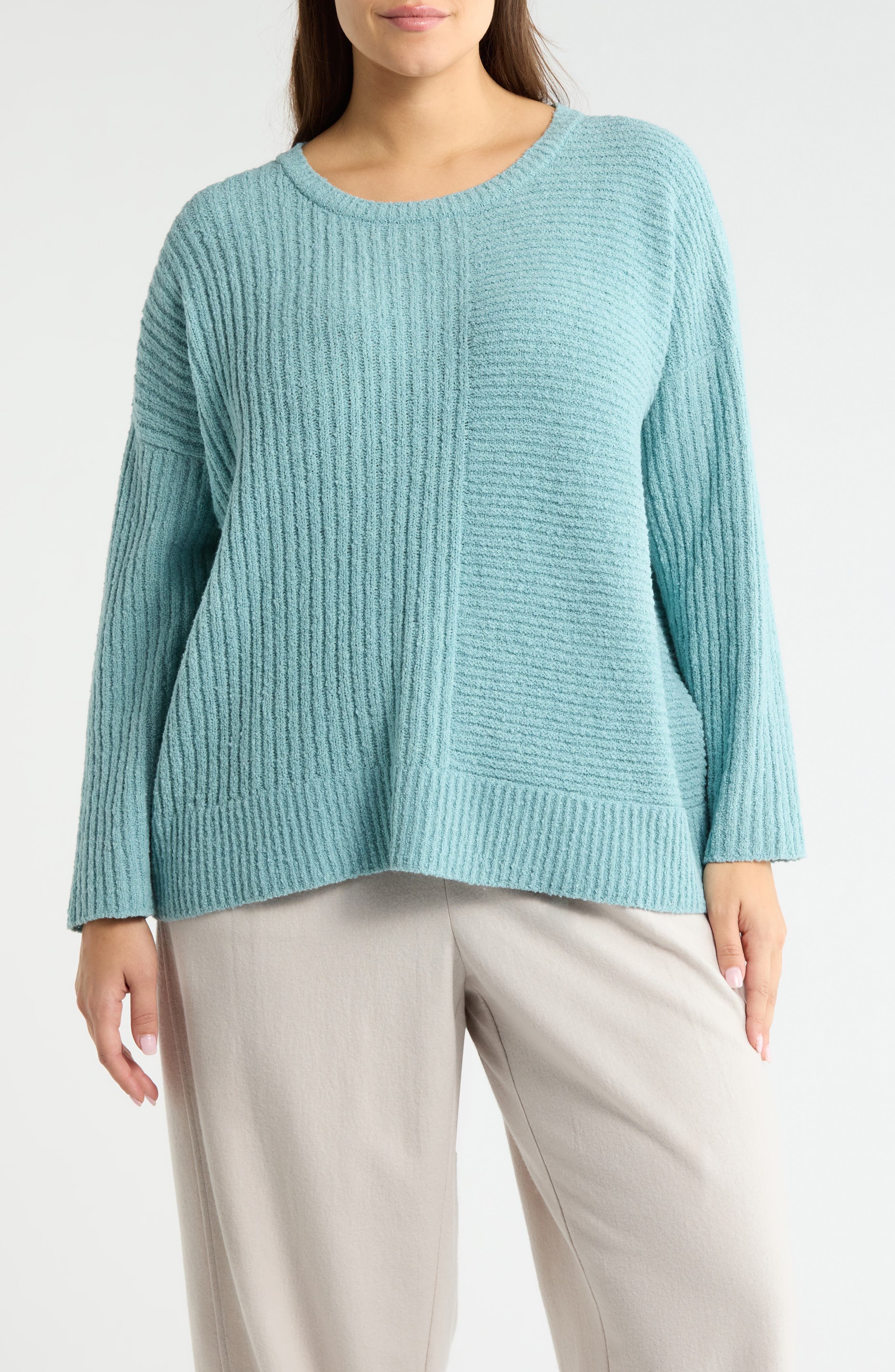Eileen Fisher Crewneck Rib Organic Cotton Blend Sweater