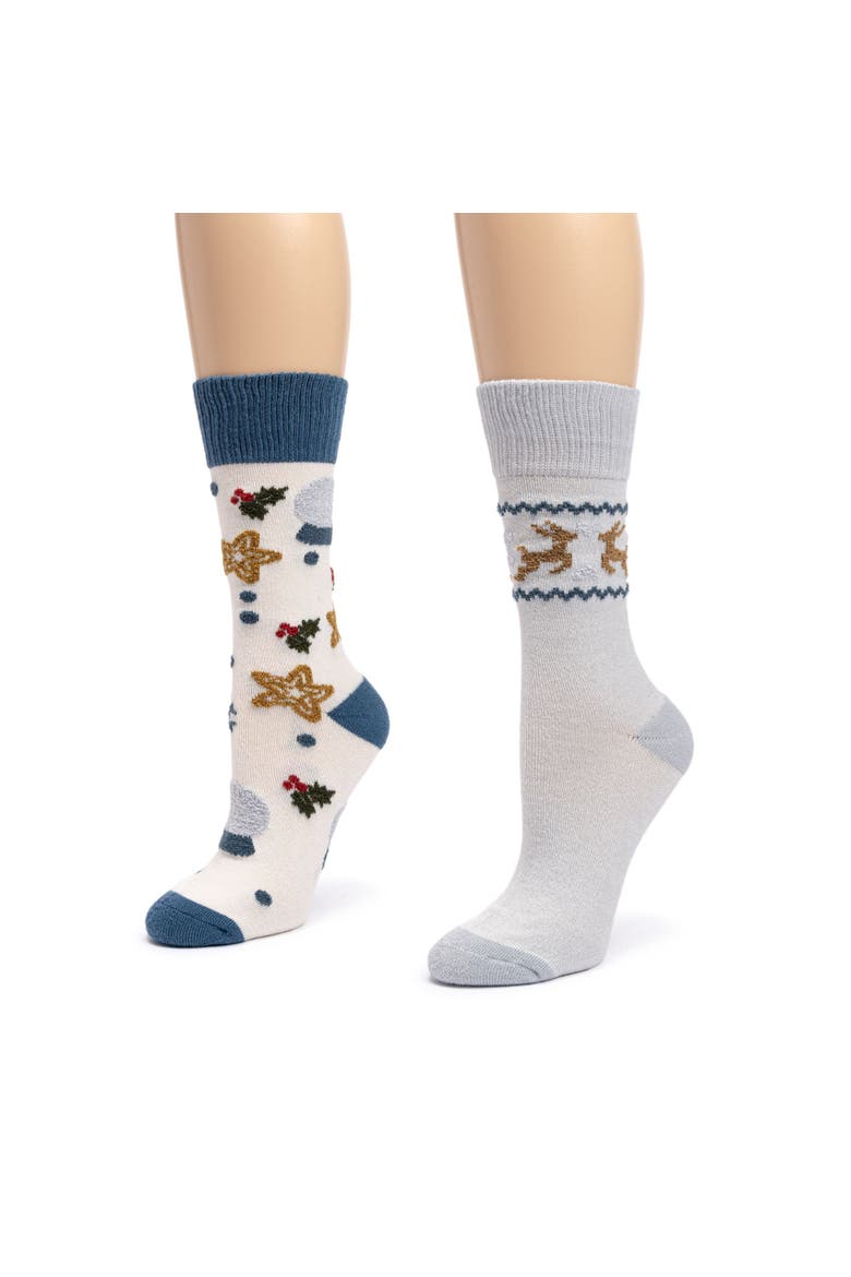 Women's 2 Pair Pack Novelty Cozy Lounge Socks, Alternate, color, Blue