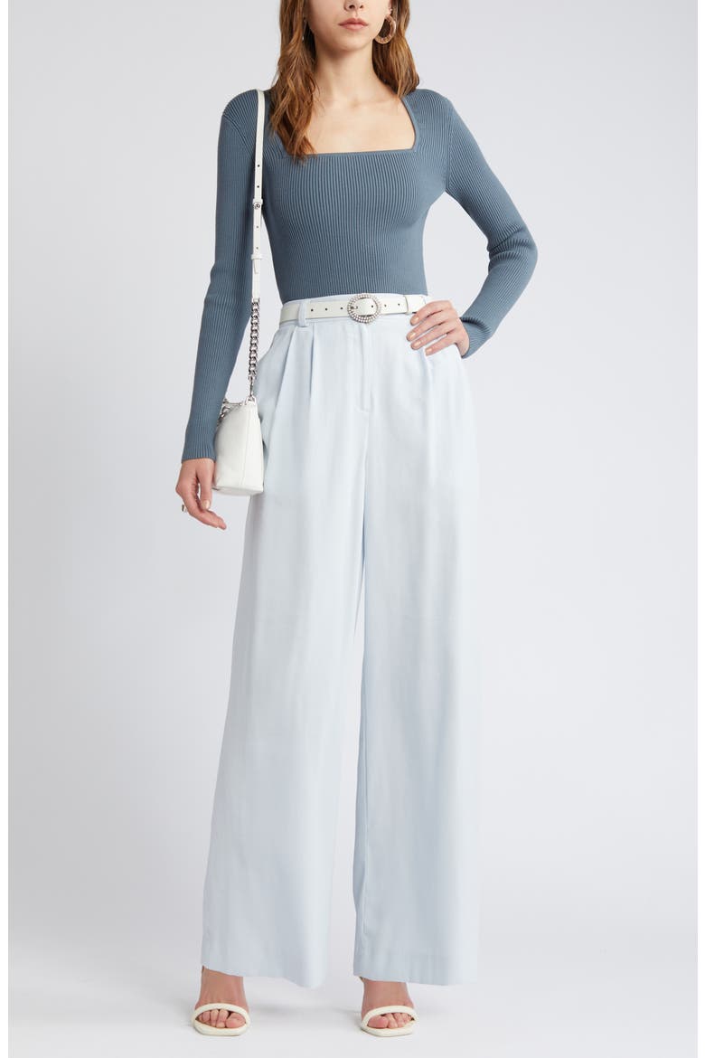 Luxe Sculpt Square Neck Long Sleeve Top, Alternate, color, BLUE WEATHER