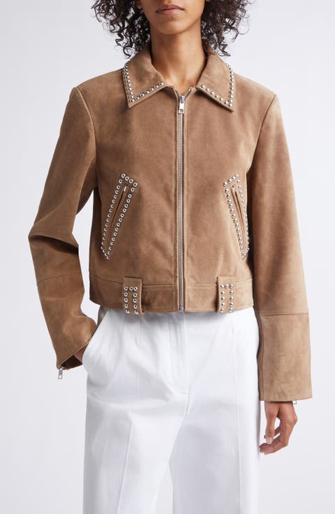 Hugo Stud Detail Faux Suede Jacket