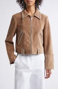 STAUD Hugo Stud Detail Faux Suede Jacket