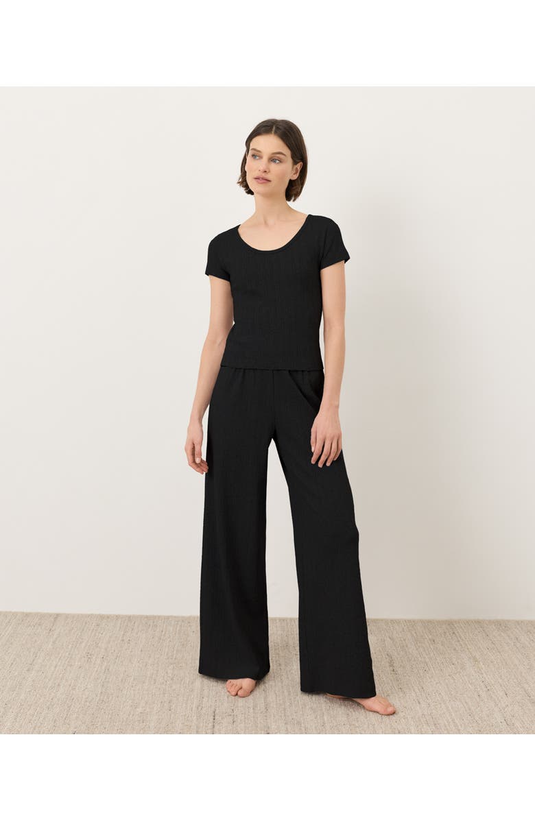 Pact Organic Cotton Pointelle Scoop Neck Tee, Alternate, color, Black