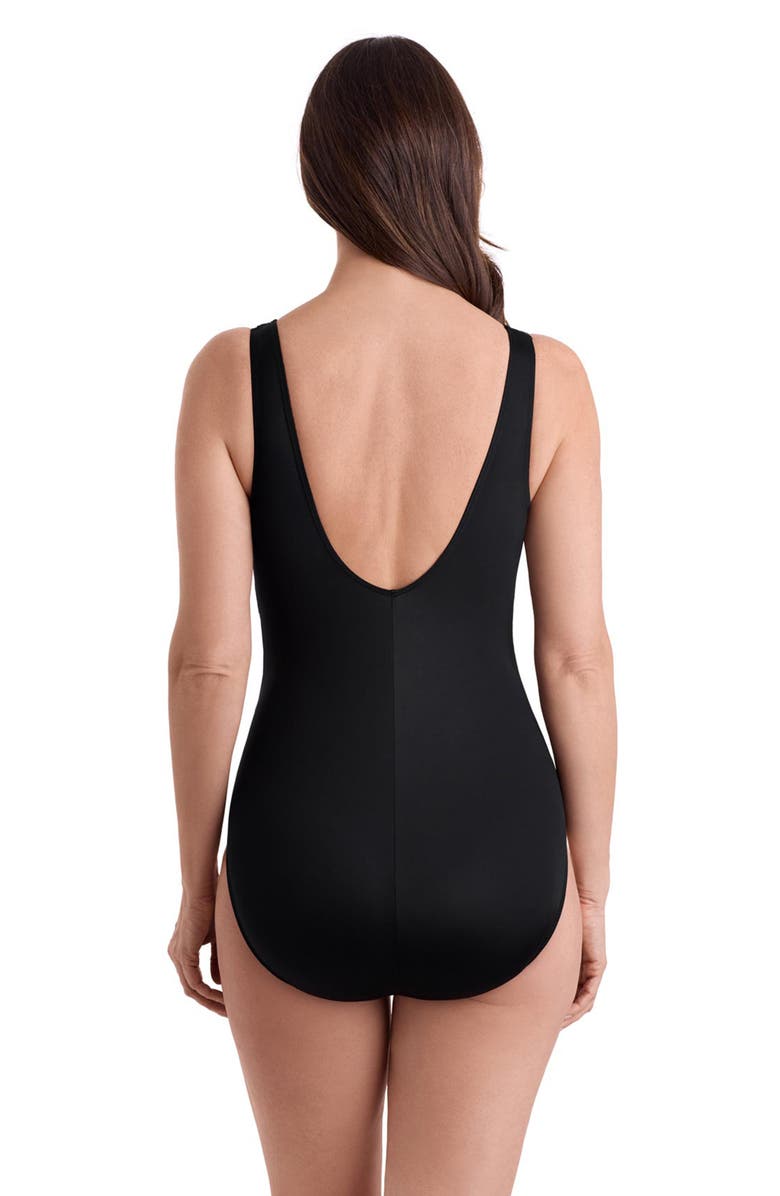 Longitude Folded Band Fan Tank Long Torso One-Piece Swimsuit, Alternate, color, Blue