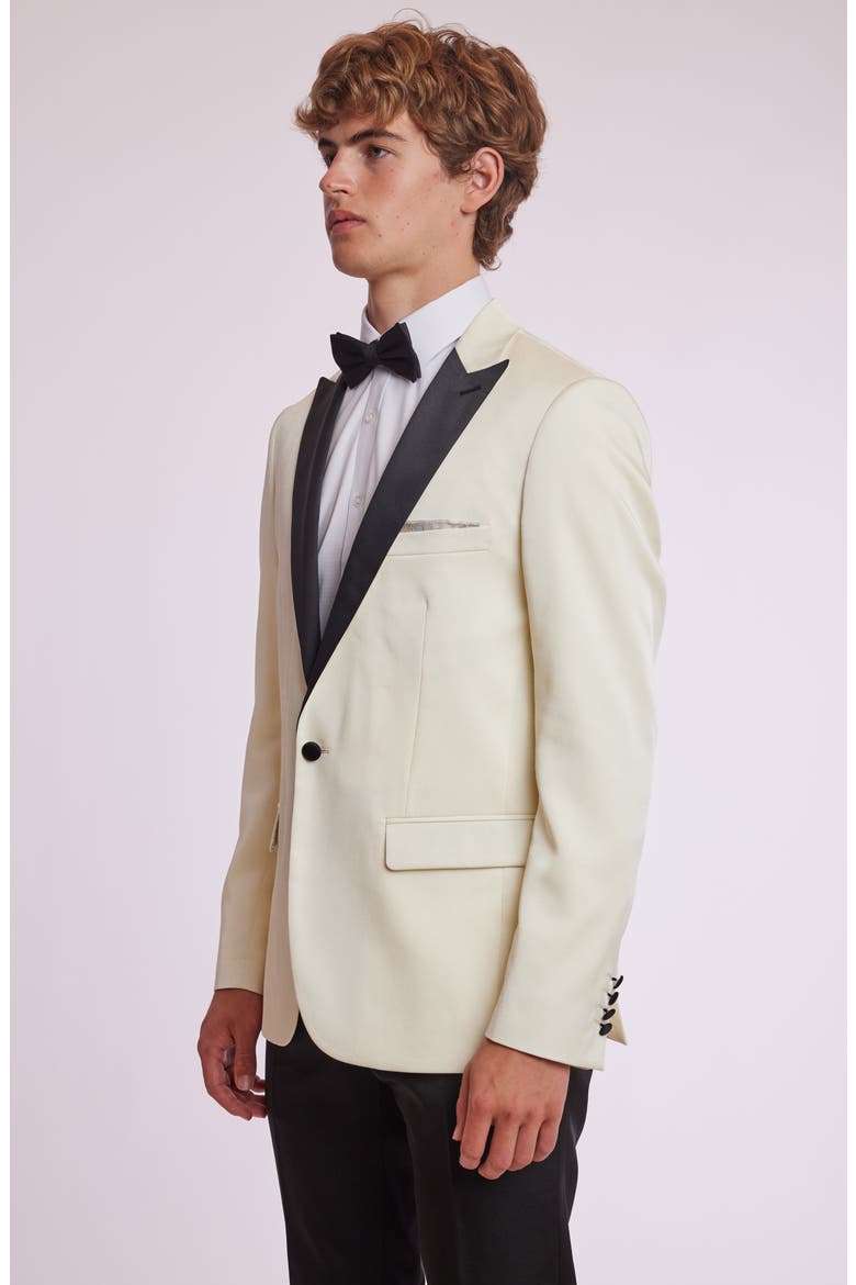Grosvenor Slim Fit Peak Lapel Tuxedo Jacket, Alternate, color, IVORY BLACK
