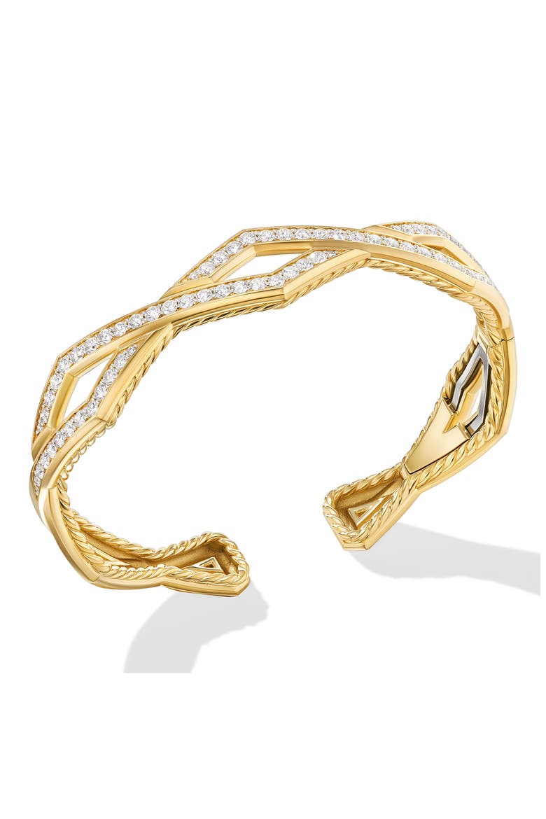Zig Zag Stax Pavé Diamond Hinge Cuff Bracelet, Alternate, color, 18K YELLOW GOLD