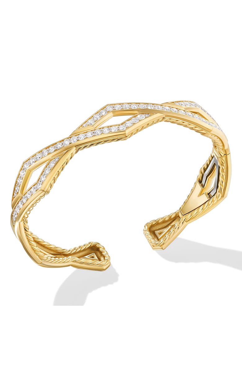 David Yurman Zig Zag Stax Pavé Diamond Hinge Cuff Bracelet, Alternate, color, 18K Yellow Gold