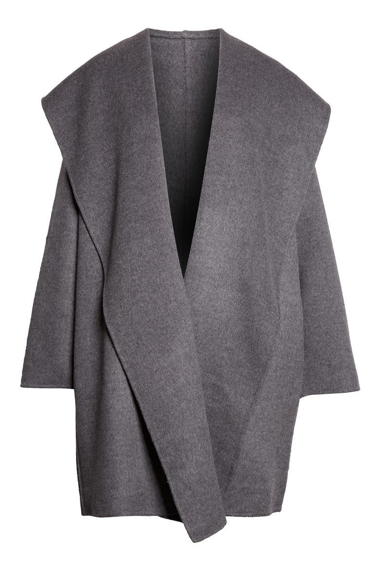Double Face Wool Hoodie Coat, Main, color, PALE GREY MLANGE