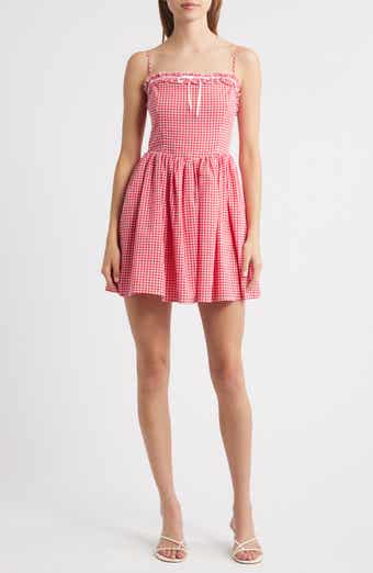 All in Favor Cotton Blend Gingham Minidress