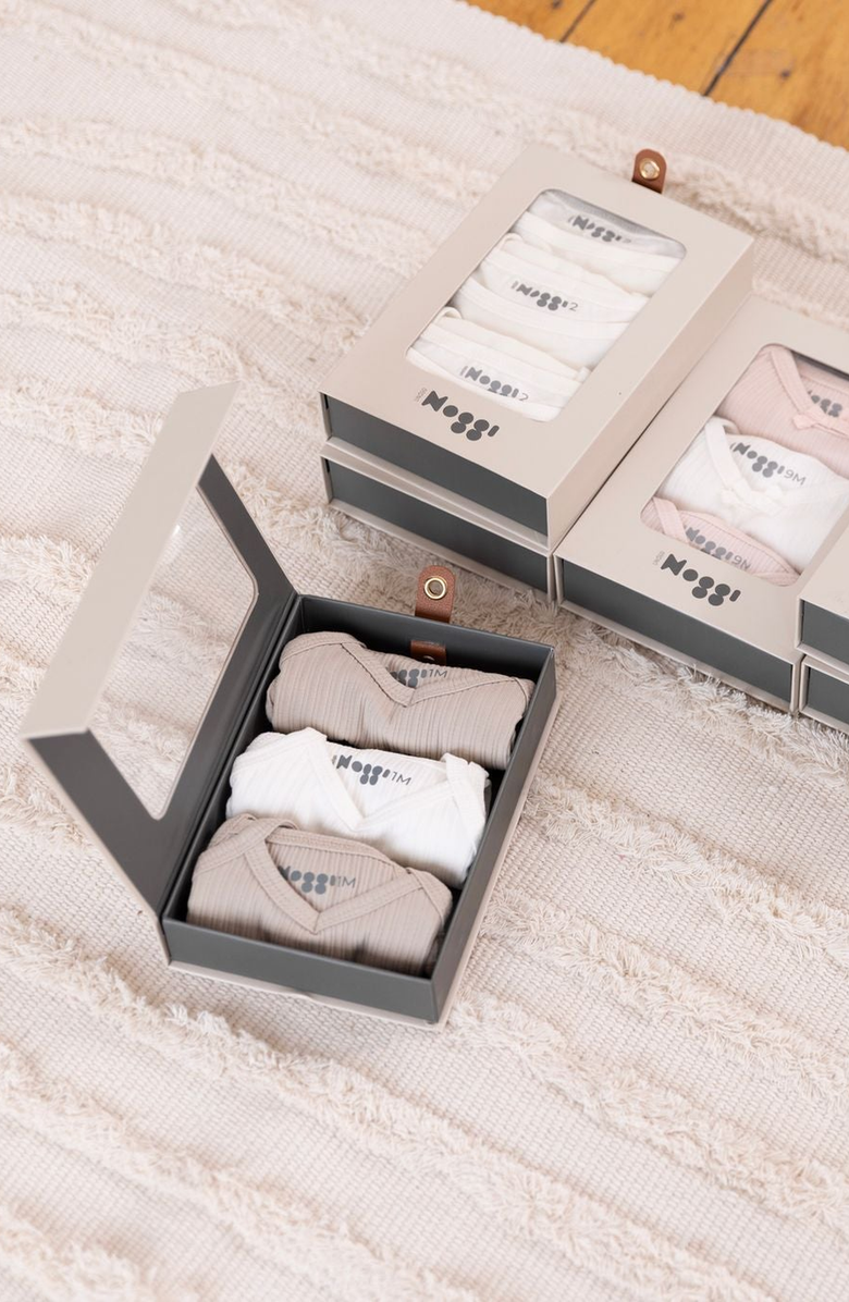 NoggiWear Ribbed Boys Bodysuit, Alternate, color, Off-White