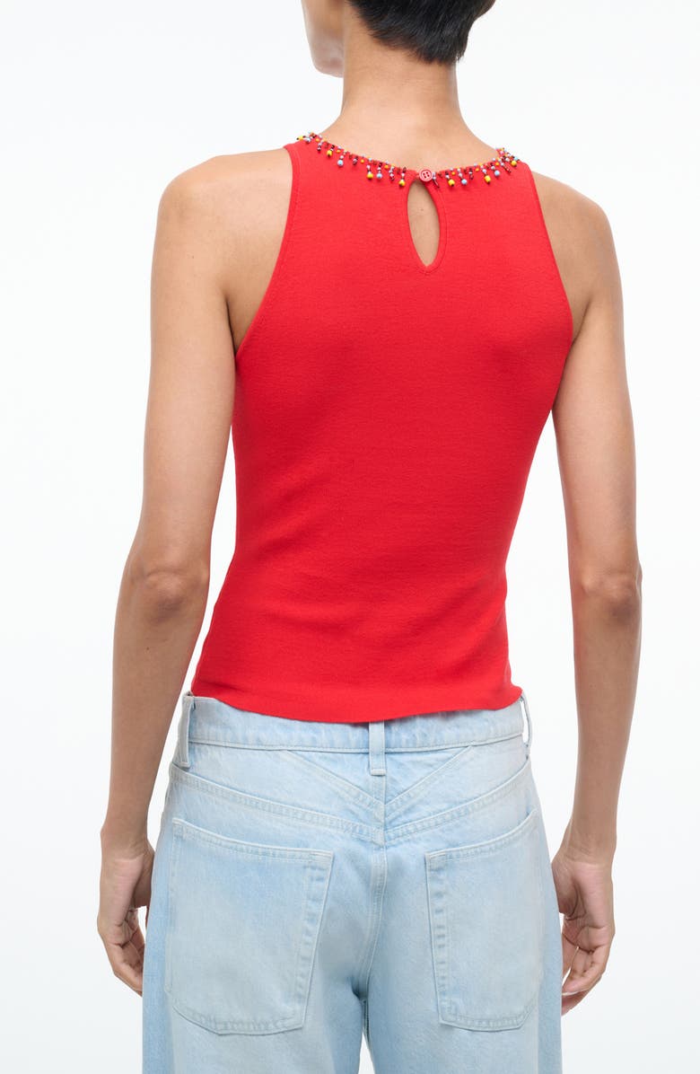 STAUD Reina Beaded Jewel Neck Tank, Alternate, color, Red Rose