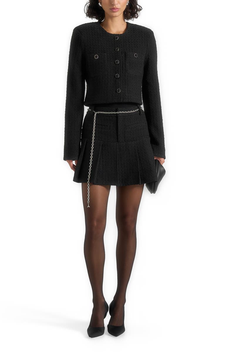 Manière De Voir Edith Tweed Pleated Skort With Chain, Alternate, color, Black