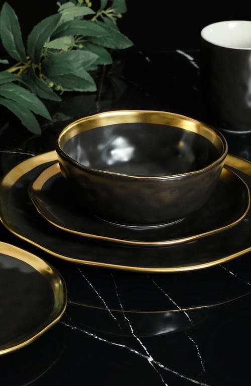 Stone Lain Florian Porcelain 16-piece Dinnerware Set In Black
