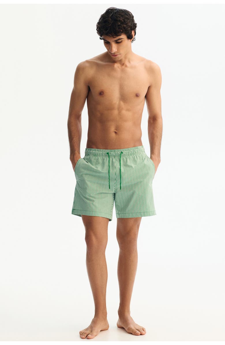 H&M Seersucker swim shorts, Alternate, color, Green/Striped