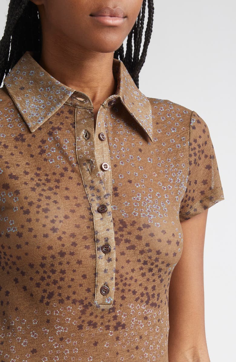 Siedrés Asne Floral Mesh Polo, Alternate, color, Brown Multi