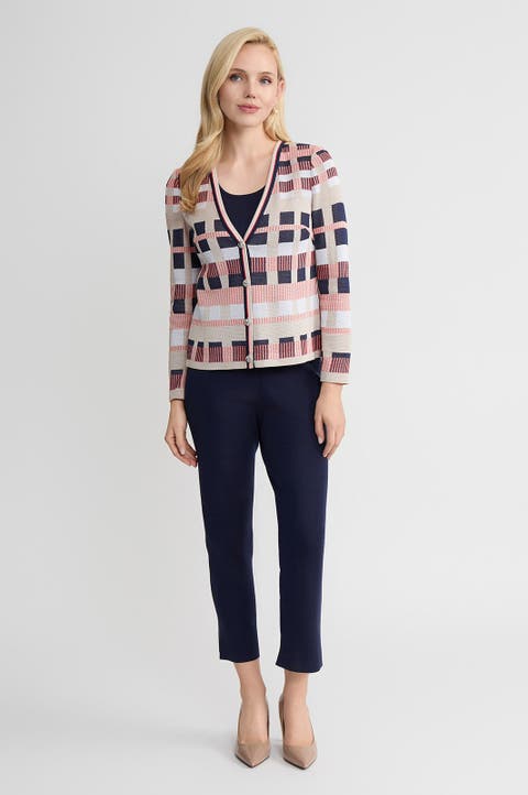 Heritage Jacquard Colorblock Knit Cardigan