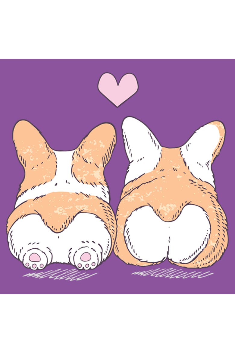 Girl's Lost Gods Corgi Duo  Graphic T-Shirt, Alternate, color, Purple Berry