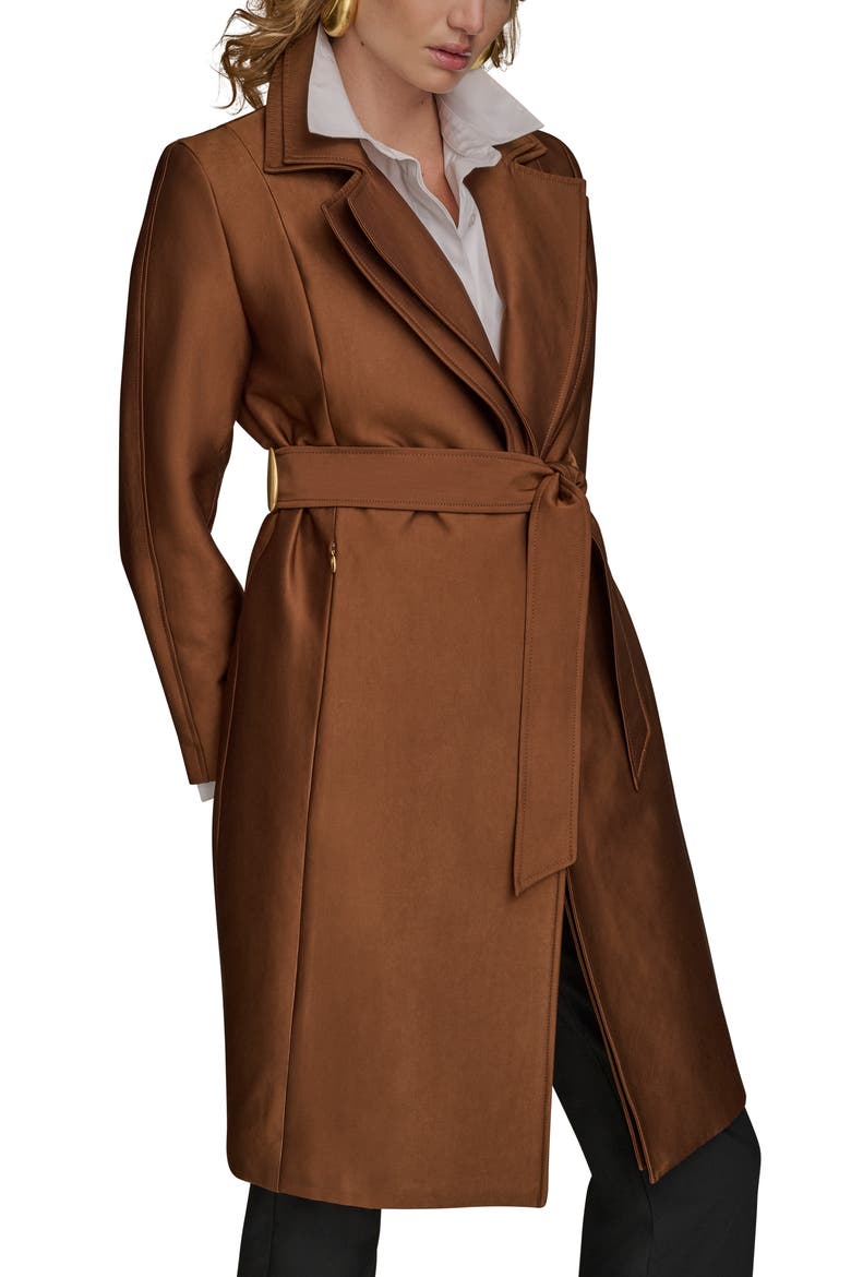 Double Collar Cotton Blend Trench Coat, Alternate, color, TOBACCO