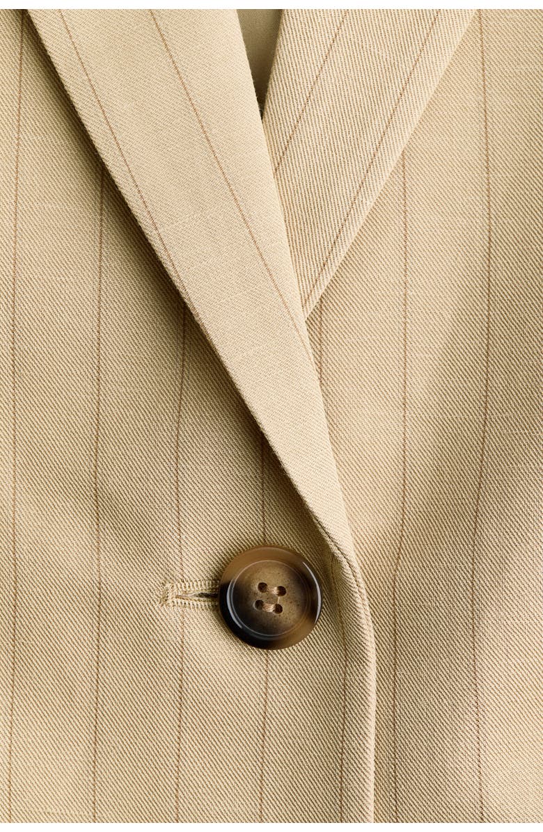 H&M Linen-blend blazer, Alternate, color, Beige/Pinstriped
