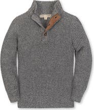 Hope & Henry Kids' Organic Mock Neck Cardigan Stitch Sweater