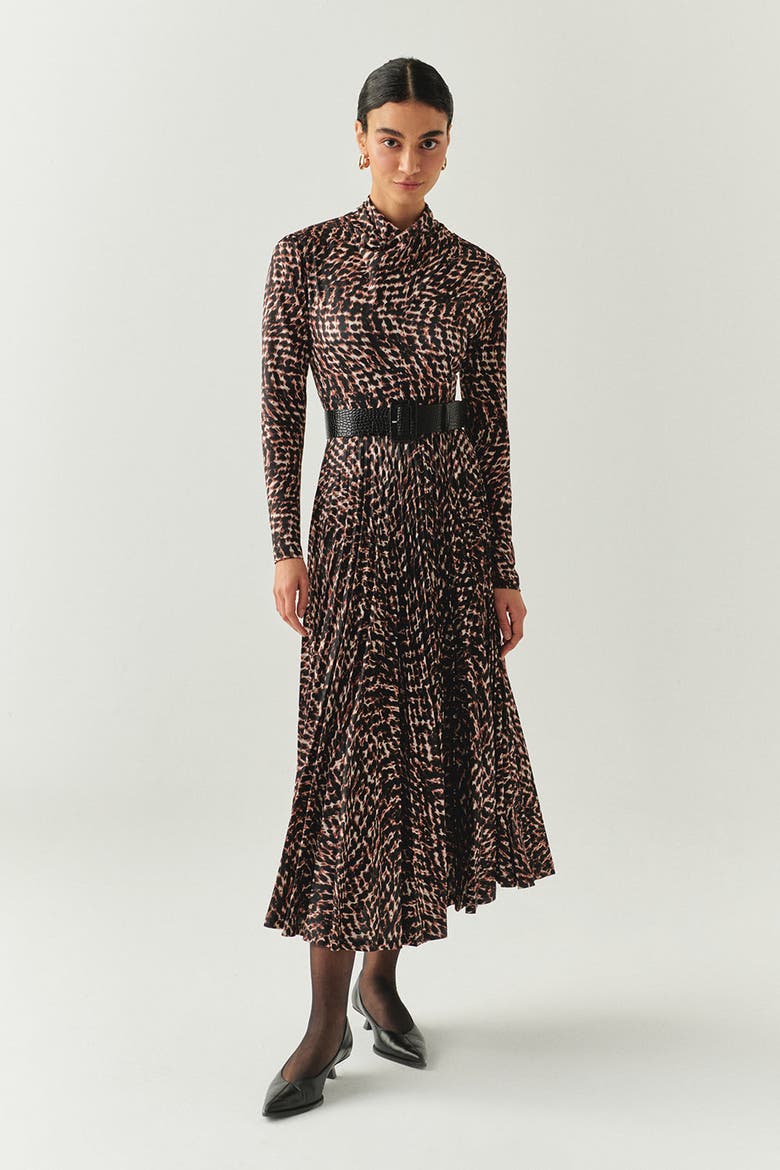 Aspyn K. Midi Dress, Main, color, Black Patterned